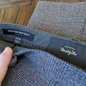 NWT Men’s Banana Republic Tessuto Marzotto Italian Grey Twill Dress Pants 33/32